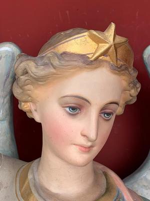 Guardian Angel style Gothic - Style en plaster polychrome, France 19th century ( anno 1875 )