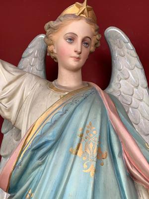 Guardian Angel style Gothic - Style en plaster polychrome, France 19th century ( anno 1875 )