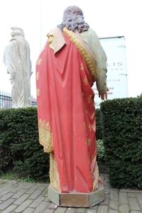 H.Heart Statue style Gothic - Style en Terra-Cotta polychrome, France 19th century anno 1875