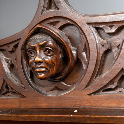 Hall Stand  style Gothic - style en Walnut wood / Brass / Bronze / Zinc, France 19 th century