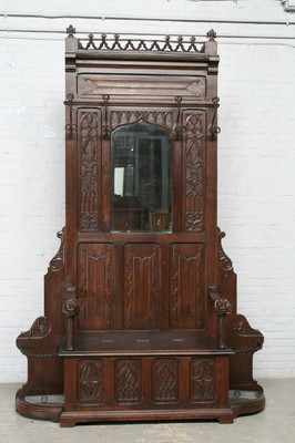 Halltree style Gothic - Style en Wood Oak, France 19 th century