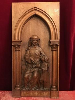 Hand Carved Panel  style Gothic - style en hand-carved wood Oak, France 19th century ( anno 1875 )