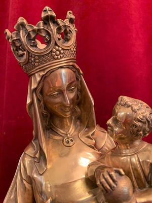 High Quality Full Bronze Imagination Madonna & Child Signed Desclee Freres, Cuivrerie St. Eloi  style Gothic - style en Bronze / Marble, Doornik Belgium 20th Century ( 1903 )