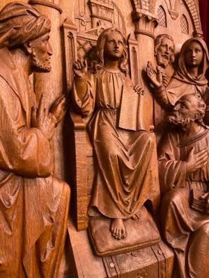 Imagination Jesus Teaching In The Temple style Gothic - Style en Fully Hand - Carved Wood Oak, Netherlands  19 th century ( Anno 1885 )