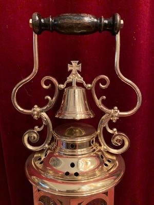 Lantern style Gothic - style en Brass / Bronze / Glass / Wood polished and varnished, Belgium 19th century ( anno 1865 )