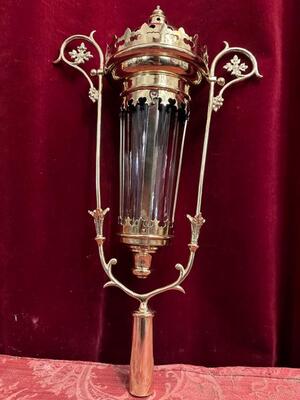 Lantern style Gothic - Style en Brass / Polished and Varnished / Glass, Belgium  19 th century ( Anno 1885 )