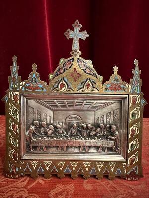 Last Supper Relief style Gothic - Style en Brass / Bronze / Enamel, France 19 th century