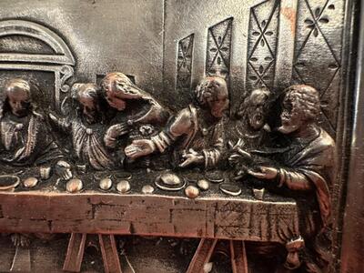 Last Supper Relief style Gothic - Style en Brass / Bronze / Enamel, France 19 th century