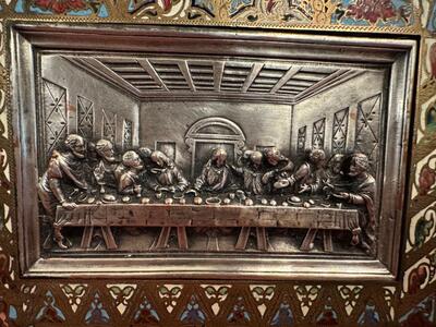 Last Supper Relief style Gothic - Style en Brass / Bronze / Enamel, France 19 th century