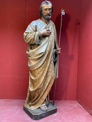 Life-Size Statue St. Joseph By Mayer Munich  style Gothic - Style en WOOD-PAP BY MAYER-MUNICH , Germany 19th century ( anno 1890 )