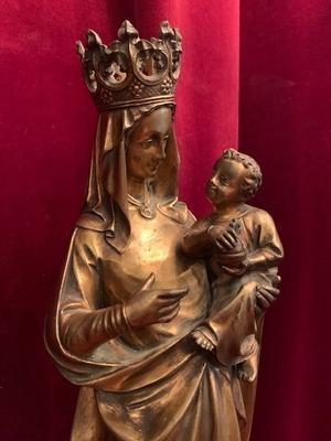 Madonna With Child Signed:  Desclee Freres style Gothic - style en Bronze, Flemish 19th century