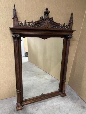 Mirror style Gothic - Style en Wood, France 19 th century