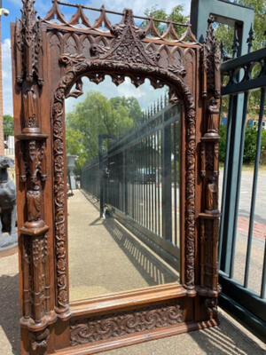 Mirror style Gothic - style en Oak wood, Belgium  19 th century ( Anno 1865 )