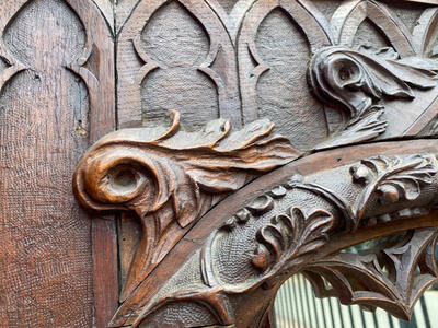 Mirror style Gothic - style en Oak wood, Belgium  19 th century ( Anno 1865 )