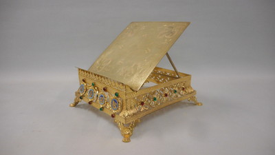 Missal Stand Adjustable style Gothic - Style en Brass / Bronze / Enamel, France 19 th century