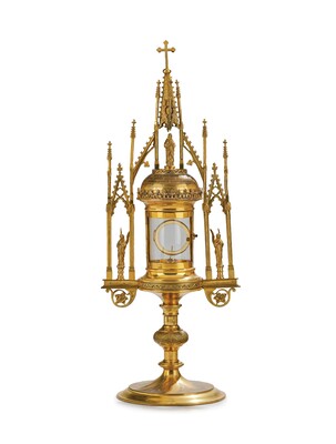 Monstrance  style Gothic - Style en Brass / Bronze / Glass, Belgium  19 th century