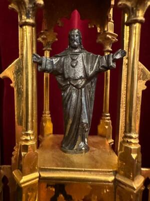 Monstrance  style Gothic - Style en Brass / Bronze / Gilt / Glass, Belgium  19 th century ( Anno 1885 )