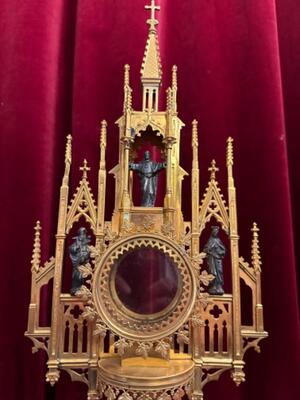 Monstrance  style Gothic - Style en Brass / Bronze / Gilt / Glass, Belgium  19 th century ( Anno 1885 )