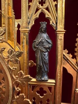 Monstrance  style Gothic - Style en Brass / Bronze / Gilt / Glass, Belgium  19 th century ( Anno 1885 )