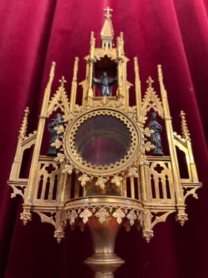 Monstrance  style Gothic - Style en Brass / Bronze / Gilt / Glass, Belgium  19 th century ( Anno 1885 )
