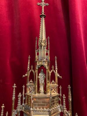 Monstrance style Gothic - style en Brass / Bronze / Stones, Belgium 19 th century ( Anno 1865 )