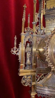 Monstrance style Gothic - style en Brass / Bronze / Stones, Belgium 19 th century ( Anno 1865 )