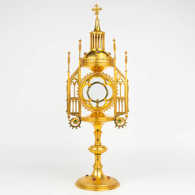 Monstrance style Gothic - style en Brass / Bronze / Gilt, Belgium 19 th century