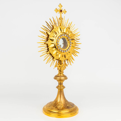 Monstrance  style Gothic - style en Brass / Gilt / Stones / Glass, Belgium 19 th century