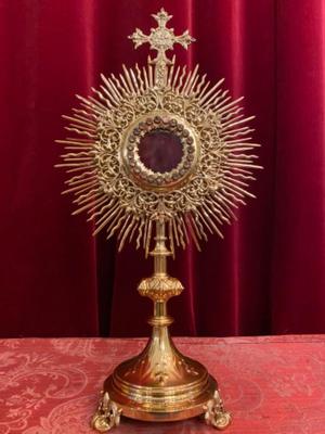 Monstrance style Gothic - style en Brass / Glass / Stones, France 19 th century