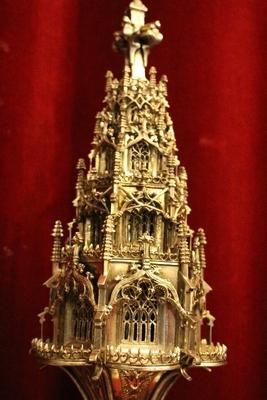 Museumpiece Exceptional Large Altar Decoration Reliquary style Gothic - style en full silver, Belgium 19th century ( anno 1865 )