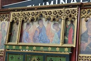 Panelling style Gothic - style en wood polychrome, Belgium 19th century