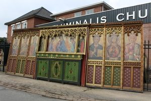 Panelling style Gothic - style en wood polychrome, Belgium 19th century