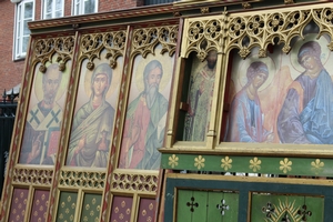 Panelling style Gothic - style en wood polychrome, Belgium 19th century