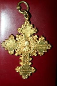 Pectoral Cross / Pectorale.Full Silver Gilt. Higher Price Range ! Cross Of Joannes Baptista Malou. Bishop Of Bruges - Belgium (1848 - 1864) style Gothic - style en full silver / Gilt. Signed and Marked., Belgium 19th century. 1854