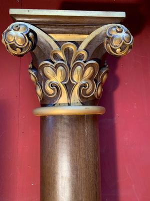 Pedestal style Gothic - Style en wood polychrome, Belgium 19th century