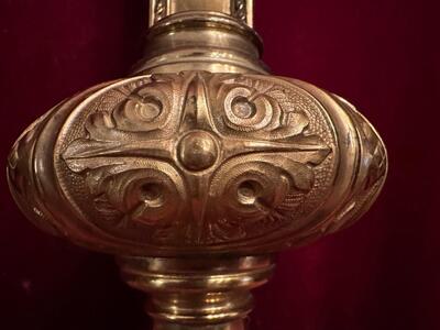 Processional Cross style Gothic - Style en Brass / Bronze, Belgium  19 th century ( Anno 1865 )