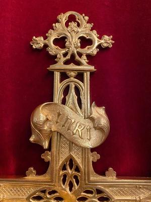 Processional Cross  style Gothic - style en Bronze / Polished and Varnished, France 19 th century ( Anno 1850 )