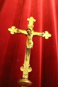 Processional - Cross style Gothic - style en Bronze / Gilt, Belgium 19th century