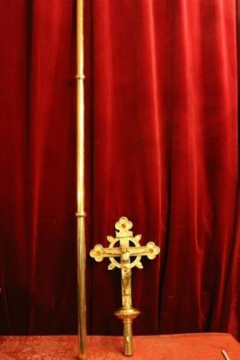 Processional - Cross  style Gothic - style en Bronze / Gilt / Gemstones., Belgium 19th century