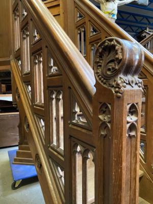 Pulpit style Gothic - style en Oak wood, Belgium 19 th century