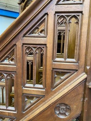 Pulpit style Gothic - style en Oak wood, Belgium 19 th century