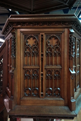 Pulpit Measurements ( Inches ) Are Displayed In A Picture. style Gothic - style en Oak wood, Belgium 19th century ( anno 1870 )