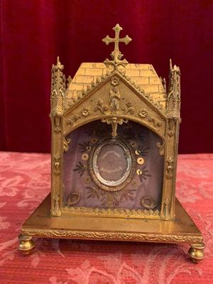 Relic - Relic Of The True Cross style Gothic - Style en Brass / Gilt / Glass , France 19th century