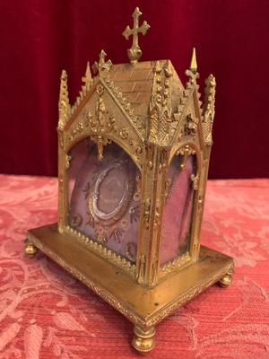 Relic - Relic Of The True Cross style Gothic - Style en Brass / Gilt / Glass , France 19th century