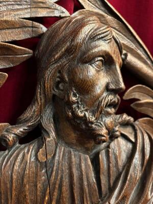 Relief Christ  style Gothic - Style en Hand - Carved Wood Oak, France 19 th century ( Anno 1865 )