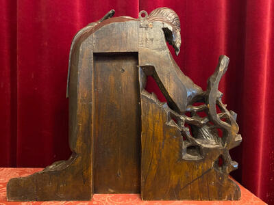 Relief Sculpture: Jesus And The Burning Bush style Gothic - style en Wood, Netherlands  19 th century ( Anno 1865 )