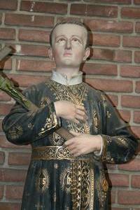 Religious Statue St. Gerardus Of Majella  style Gothic - Style en PLASTER POLYCHROME, Belgium 19th century ( anno 1866 )