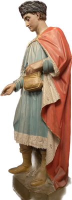 Religious Statue St. Louis X style Gothic - Style en Terra - Cotta Polychrome, France 19 th century ( Anno 1885 )