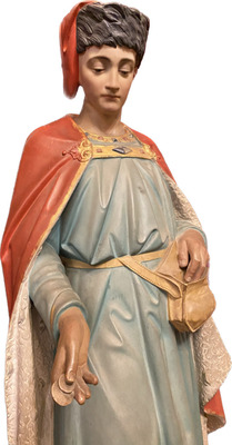 Religious Statue St. Louis X style Gothic - Style en Terra - Cotta Polychrome, France 19 th century ( Anno 1885 )