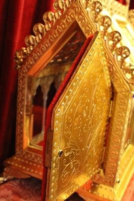 Reliquary style Gothic - style en Bronze / Polished and Varnished / Stones, Paris France 19th century ( anno 1890 )